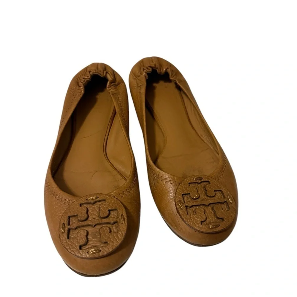 Tory Burch Royal Tan Leather Reva Flats size